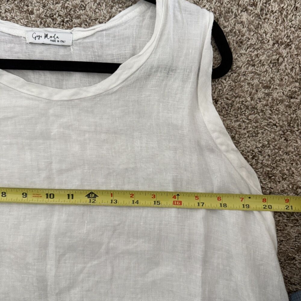 Gigi Moda 100% linen white tank top summer spring Large - Picture 14 of 15